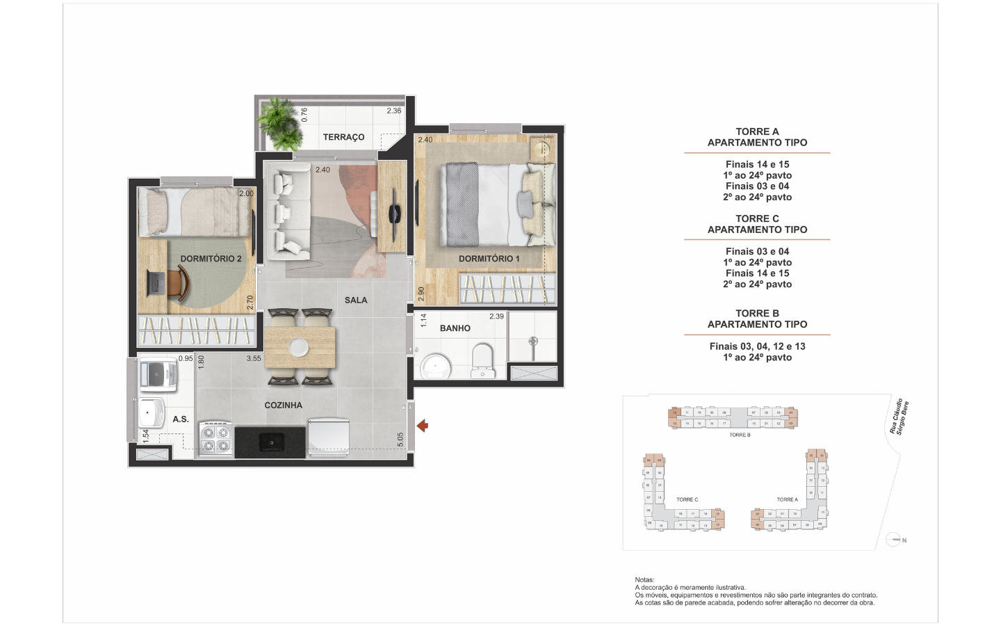Apartamento de 2 dormitórios na Ponte Grande Guarulhos com sacada e lazer completo