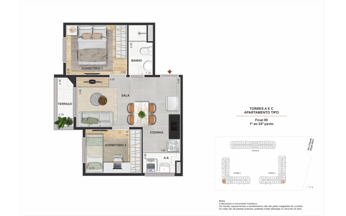 Apartamento de 2 dormitórios na Ponte Grande Guarulhos com sacada e lazer completo