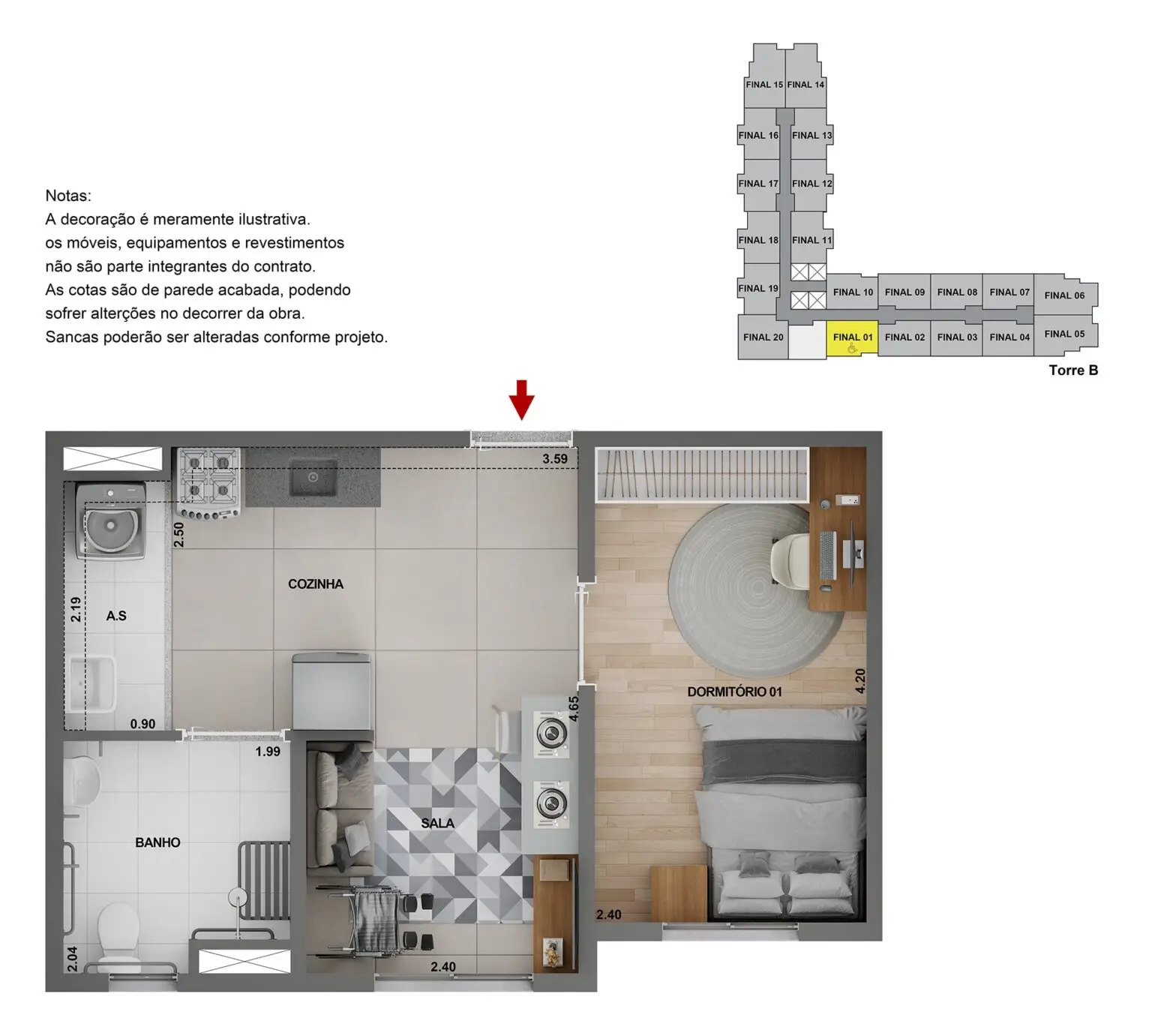 Apartamento de 1 dormitório no Bom Retiro Zona Oeste São Paulo com sacada e lazer completo