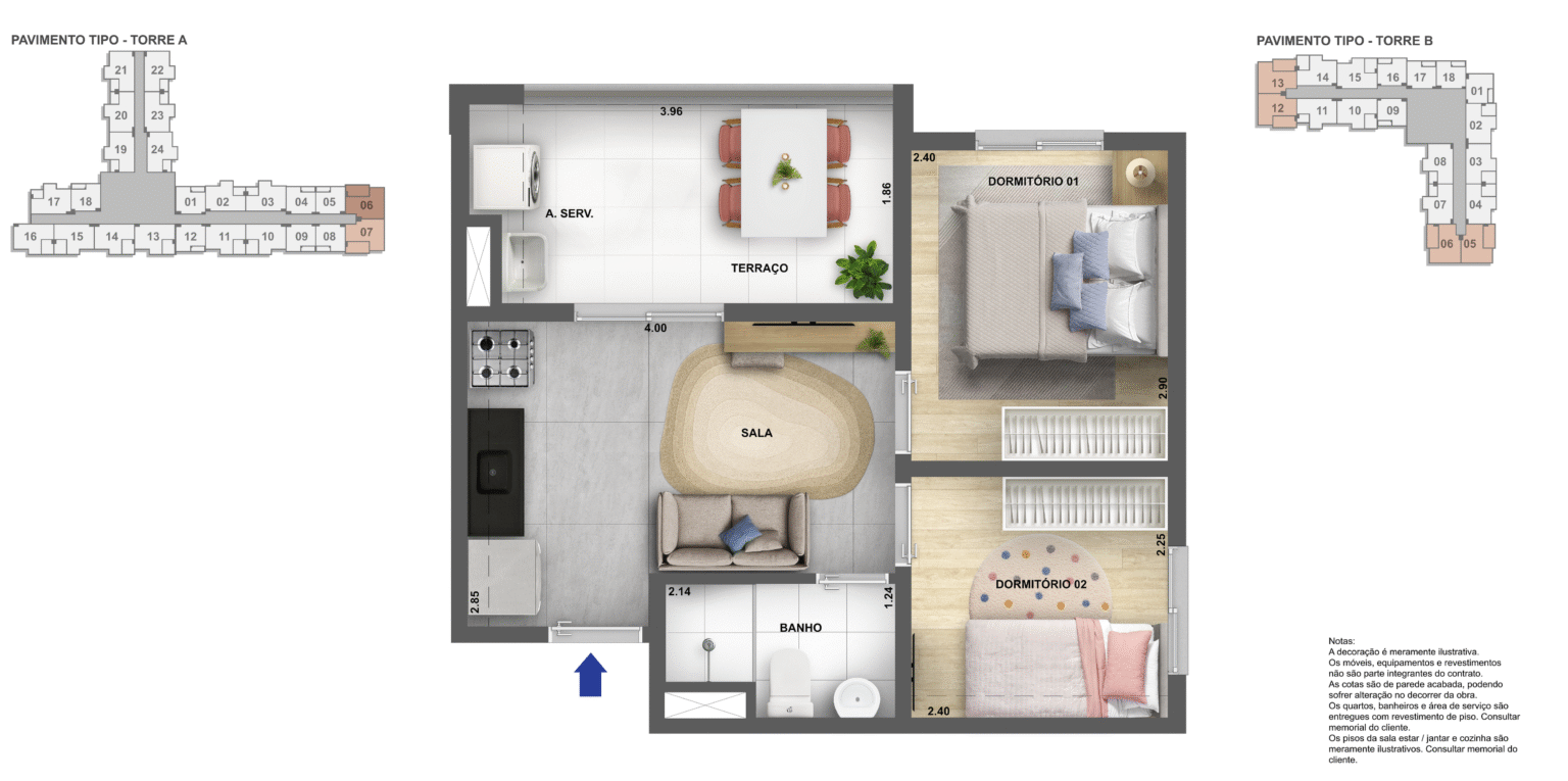 Apartamento de 2 dormitórios na Água Branca Zona Oeste São Paulo com sacada e lazer completo