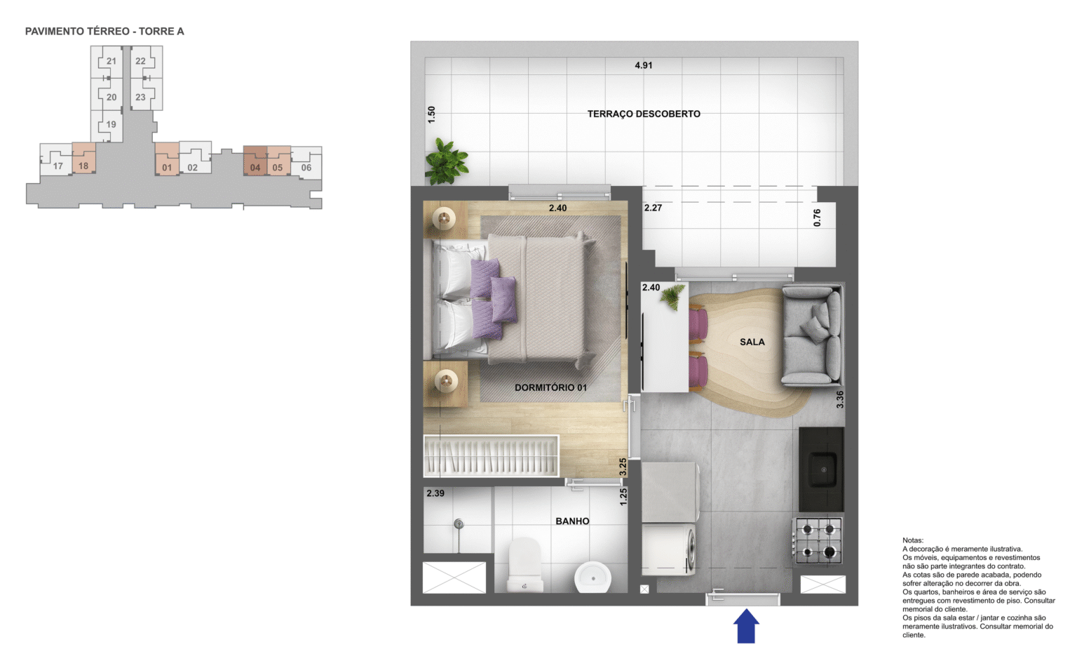 Apartamento de 1 dormitório na Água Branca Zona Oeste São Paulo com sacada e lazer completo