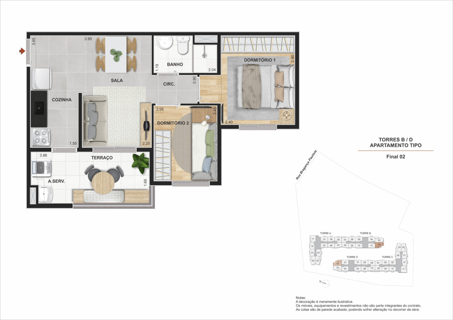 Apartamento de 2 dormitórios na Chácara Santo Antônio Zona Sul São Paulo com vaga sacada e lazer completo