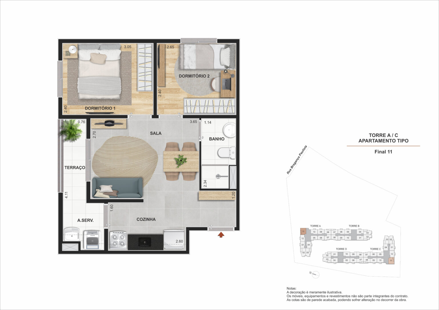 Apartamento de 2 dormitórios na Chácara Santo Antônio Zona Sul São Paulo com vaga sacada e lazer completo