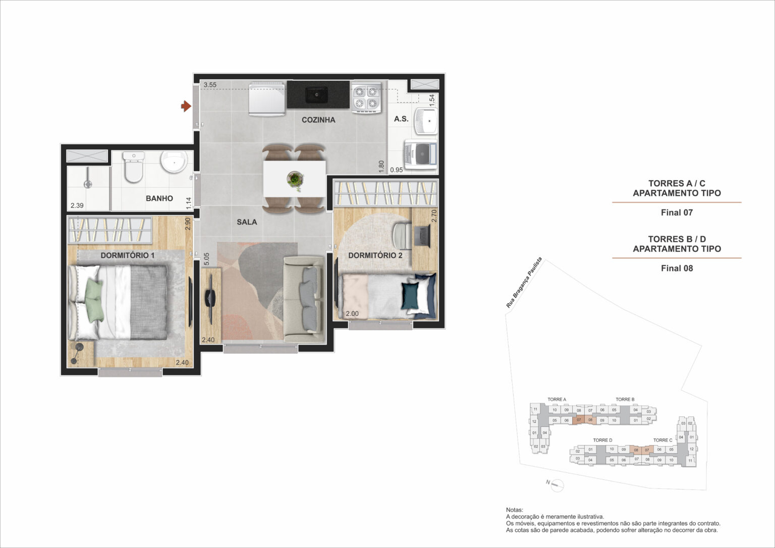 Apartamento de 2 dormitórios na Chácara Santo Antônio Zona Sul São Paulo com vaga sacada e lazer completo